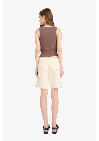 Defacto Coool Normal Bel Kısa Paça Gabardin Şort F3318ax25smer218 Ekru