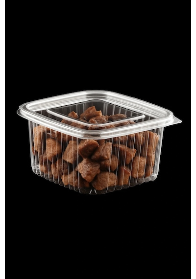 Plastik Kapaklı Sızdırmaz Saklama Kabı 500 Ml Düz Kapak 50 Li Set Tek Kullanımlık Gıda Kabı