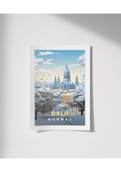 Çerçevesiz Poster Oslo Kış Manzarası