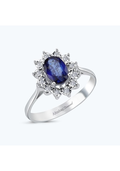 Altınbaş Pırlanta Safir Oval Yüzük Mze240s-14k