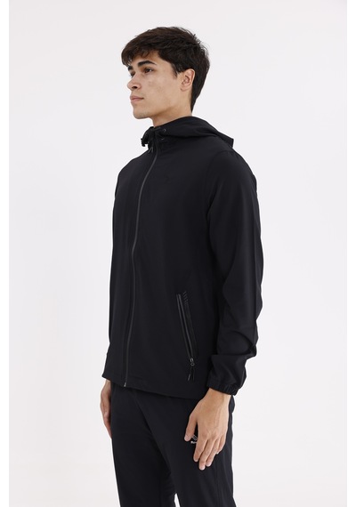 Rowinger Boncuk İşleme Detaylı Rahat Kalıp Şehir Stili Kapüşonlu Sweatshirt Black