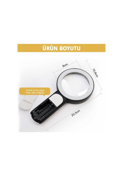 Tr Mg-2280 30x Profesyonel Led Işıklı El Tipi Büyüteç