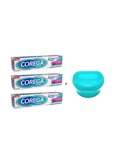 Süper Diş Protez Yapıştırıcı Krem Tat Içermez 40 Gr 3 Adet + Protez Saklama Kabı