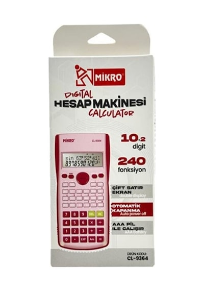 Mikro Digital Fonksiyonlu Hesap Makinesi 10+2 Hane Pembe Cl-9364