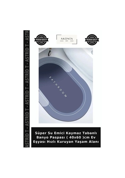 Süper Su Emici Kaymaz Tabanlı Banyo Paspası 40x60 Cm Ev Eşyası Hızlı Kuruyan Yaşam Alanı Çok Renkli