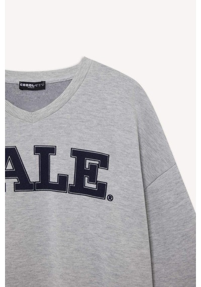 Defacto Coool Yale University Oversize Geniş Kalıp Bisiklet Yaka Sweatshirt F9527ax25augr210 Gri