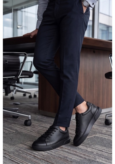 Liarca Asterio %100 Hakiki Deri Ultra Hafif Tabanlı Sneaker Klasik Siyah Casual Ayakkabı