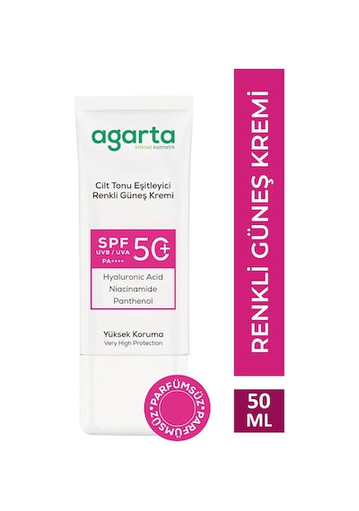 Agarta Cilt Tonu Eşitleyici Renkli Kapatıcı Etkili 50 ML Spf+50 Güneş Kremi
