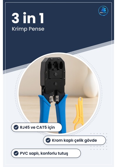Krimp Pense Rj45 Cat5 3 İn 1 Kesme Soyma Krimpleme Ethernet Kablo