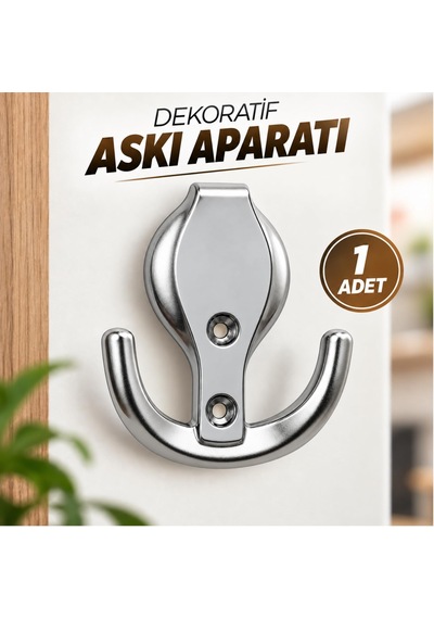 Krom Çiftli Duvar Askı Aparatı Dekoratif Metal Vestiyer Portmanto Banyo Mutfak Askısı Diğer