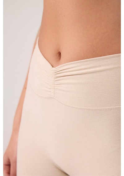 Los Ojos X Ece Bej Melanj Bel Detaylı İspanyol Paça Pantolon Ruched & Flared Bej Melanj Bej Melanj