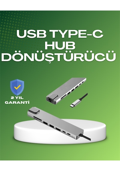 Seyahat Dostu 8 İn 1 Hub Şarj & Veri & Video & Ağ İçin Eksiksiz Çözüm