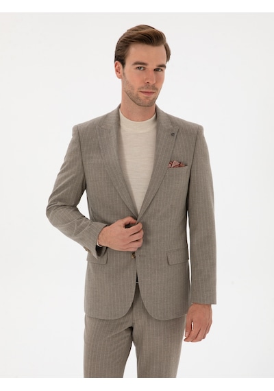 Cacharel Vizon Slim Fit Çizgili Kırlangıç Yaka Takım Elbise Kahverengi Cacharel Vizon Slim Fit Çizgili Kırlangıç Yaka Takım Elbise Kahverengi