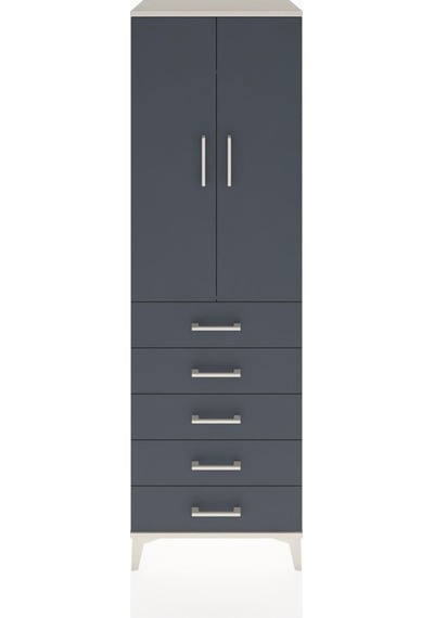 Hyperion Dolap Tek Raflı 5 Çekmeceli Tek Askılı 60x44x195 Aytaşı-antrasit Aytası