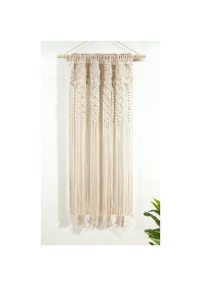 Boho Makrome Dokulu Pamuk Pencere Perdesi/oda Bölücü/kapı/duvar Dekoru, 160 Cm U X 101 Cm G, Nötr Diğer