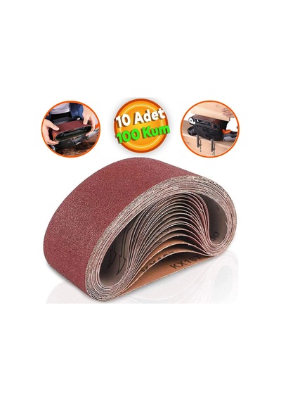 10 Adet Sonsuz Bant 100 Kum Tank Palet Zımpara Kağıdı 75 X 533 Mm