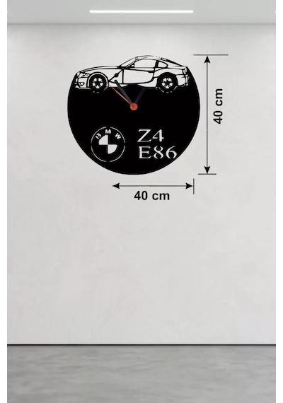 Mey İthalat Bmw Z4 E86 Tasarım Ahşap Duvar Saati - 40x40 Cm Lazer Kesim Dekoratif Çok Renkli