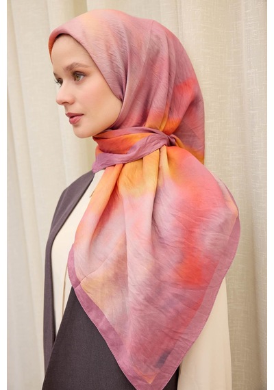Silk Home Velora Eşarp Sis Desen Gül Kurusu 90x90 Çok Renkli