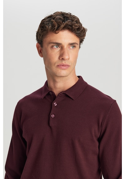 Altınyıldız Classıcs Erkek Bordo Pamuklu Standart Fit Normal Kesim Polo Yaka Triko Kazak