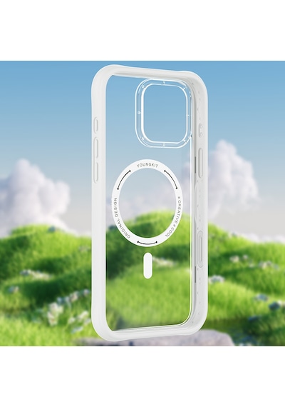 Apple Uyumlu iPhone 16 Pro Max Kılıf Magsafe Airbagli Youngkit Dynamic 2 Serisi Kapak Beyaz