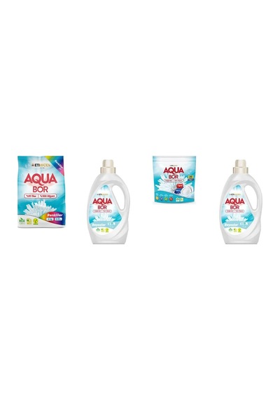 Aquabor Doğal Mineralli 4 Kg Renkliler + Sıvı Beyaz + Tablet + Sıvı Beyaz 4 Lü Set 0.75 LT - 2.5 LT - 12 KG