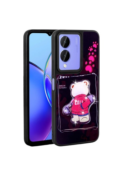 Zore Vivo Y17s Kılıf Parlayan Kabartmalı İkonik Figürlü Ogaa Amas Silikon Kapak - Pembe