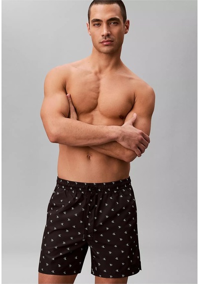 Calvin Klein Erkek Elastik Bel Bantlı Hızlı Kuruyan Kumaş Siyah Deniz Şortu Lv00n61027-pcs-13401 Siyah