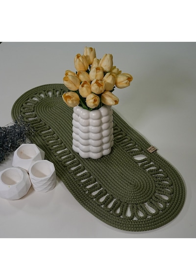Zengin Design Home Zdh-805 Oval Runner Haki
