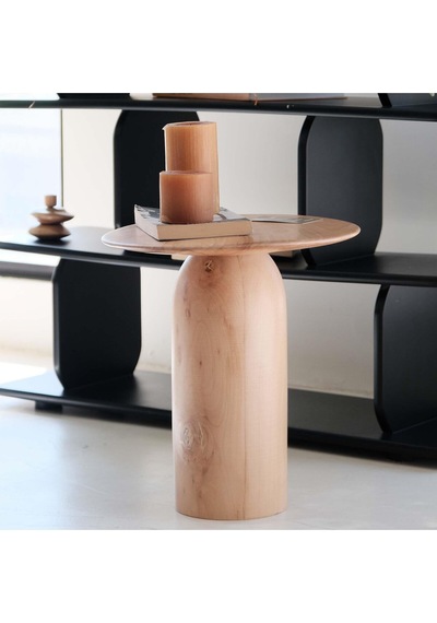 Wood Ahşap Tekli Mantar Naturel Renk Yan Sehpa Modern Fiskos / Çiçeklik / Zigon Naturel