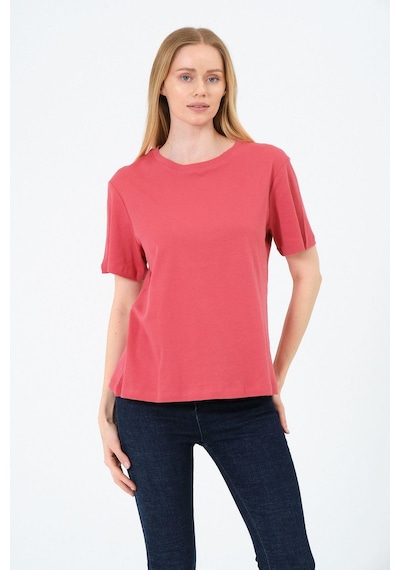 Kadın Bisiklet Yaka Kısa Kollu Basic T-shirt - İnterlok Kumaş Çok Renkli
