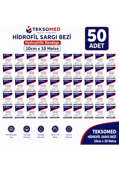 Teksomed Hidrofil Sargı Bezi 10cmx10 Metre 50 Adet