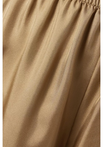 12storeez Light Brown Ipek Pantolon, Elastik Belli Rahat Mulberry Ipek Kesim Açık Kahverengi