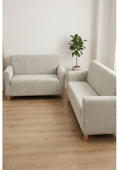 Bohem Likralı Koltuk Örtüsü Takımı 3 + 3 Yumuşak Dokulu Esnek Kumaş Modern Desenli Koltuk Kılıfı