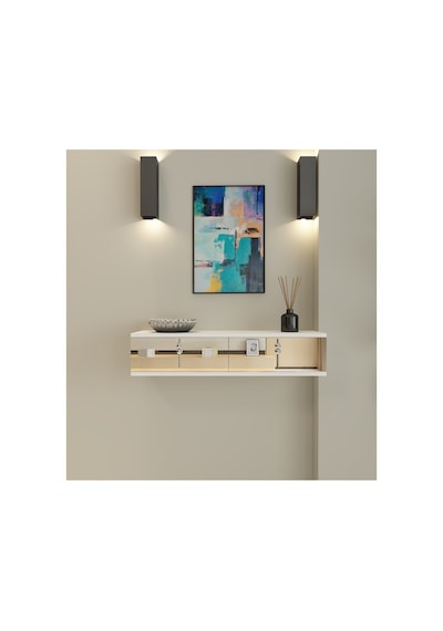 Skyn 90 Cm Kapaklı Raflı Duvara Monte Dresuar Makyaj Masası Beyaz - Gümüş Beyaz - Gümüş Skyn 90 Cm Kapaklı Raflı Duvara Monte Dresuar Makyaj Masası Beyaz - Gümüş Beyaz - Gümüş
