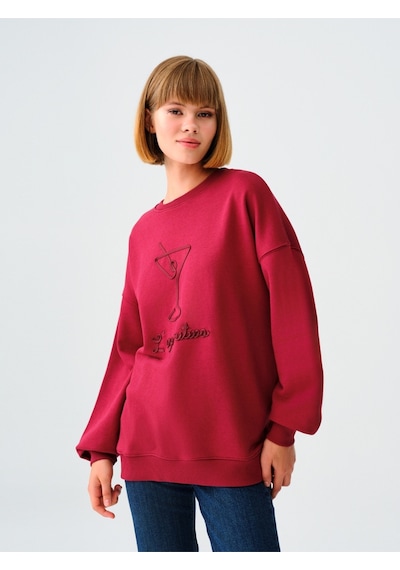 Oversize Kadın Sweatshirt Burgundy