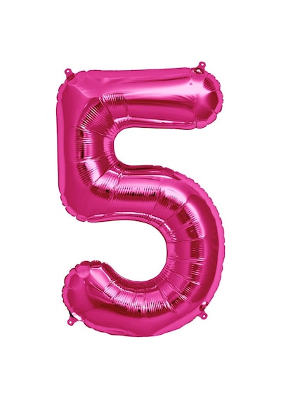 100 CM Pembe 5 Rakam Folyo Balonu. Sayı Büyük Boy Helyumla Uçan