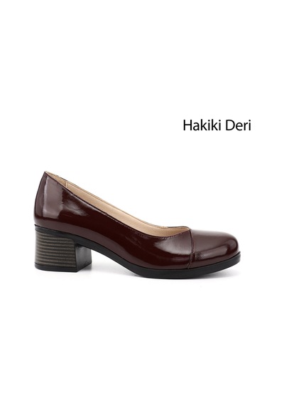 Gönderi(R) Gönderi R Kadın Bordo Rugan Kısa Kalın Topuklu Hakiki Deri Ayakkabı Ddza55945537 Bordo Rugan