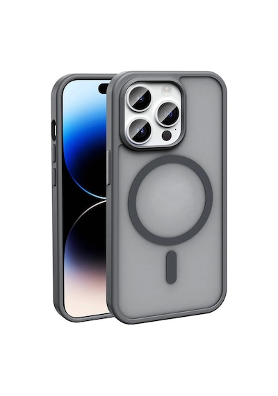 Apple Uyumlu iPhone 14 Pro Max Kılıf Magsafe Şarj Özellikli Mat Arka Yüzey Redclick Sio Kapak - Gri