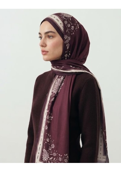 Bushu Ornament Pamuk Şal bordo