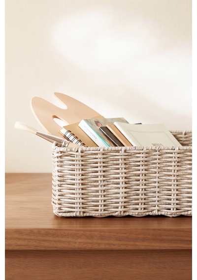 Ocean Home Textile Yıkanabilir Gri Pp Rattan Sepet 33 X 23 X 11 Cm