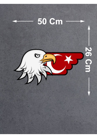 Kartal Ve Türk Bayrağı Sticker - Araba Oto Motosiklet Karavan Sticker - 00727 50x26 Cm