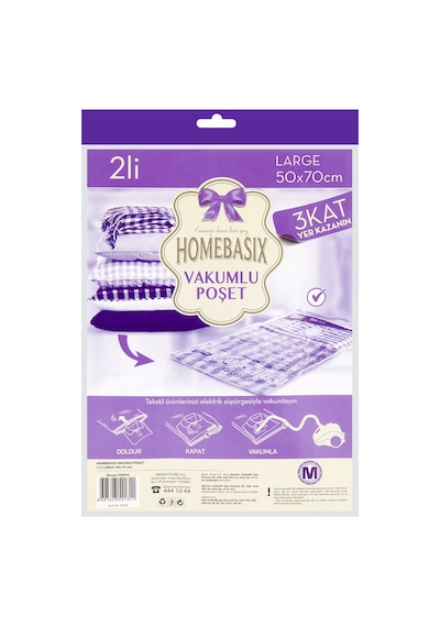 Homebasix Vakumlu Hurç 2'li Large 3 Adet Çok Renkli