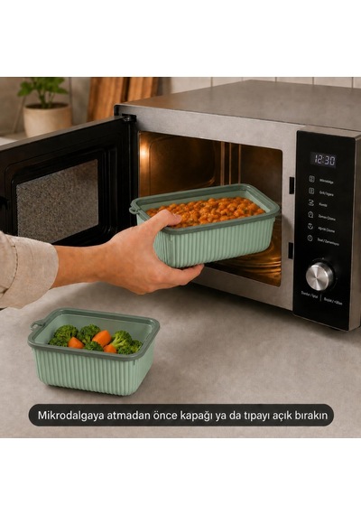 Vakumlu Silikon Kapaklı Plastik Saklama Kabı Seti, 3.5 Litre, Mikrodalga Ve Derin Dondurucu İçin Sefer Tası, Gıda Diğer