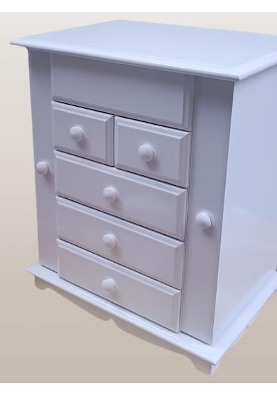 Hobi Dekoratif Adn Şifonyer 8 Çekmeceli Gizli Çekmece Modüllü Parlak Beyaz El Yapım