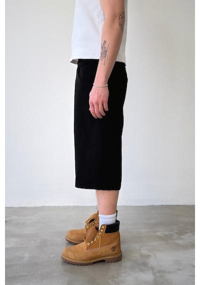 Flaw Baggy Kot Şort-29224 Siyah