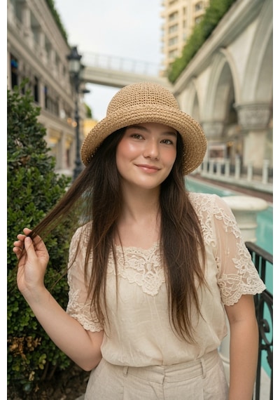 Mollycrush Kadın Camel Yazlık Örgü Bucket Şapka Güneş Koruyucu Trend Kova Model Hasır