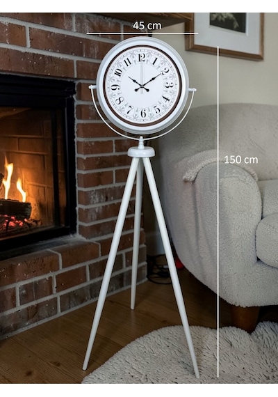 Büro Ev Ofis Dekoru İçin Ayaklı Beyaz Klasik Rakam Tripod Saat Diğer