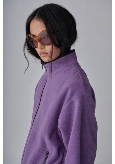 Suud Collection Mor Anu Oversize Fermuarlı Polar Hırka
