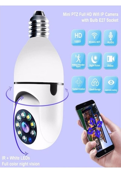 360 Ptz Ip Kamera Gece Görüş Kablosuz Bebek Güvenlik Akıllı Ampul Wifi Kamera Ip36
