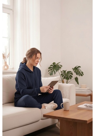Moibody Kadın 3 İplik Şardonlu Eşofman Takımı Premium Kapüşonlu Sweatshirt Ve Jogger Alt Laci Lacivert Lacivert Moibody Kadın 3 İplik Şardonlu Eşofman Takımı Premium Kapüşonlu Sweatshirt Ve Jogger Alt Laci Lacivert Lacivert